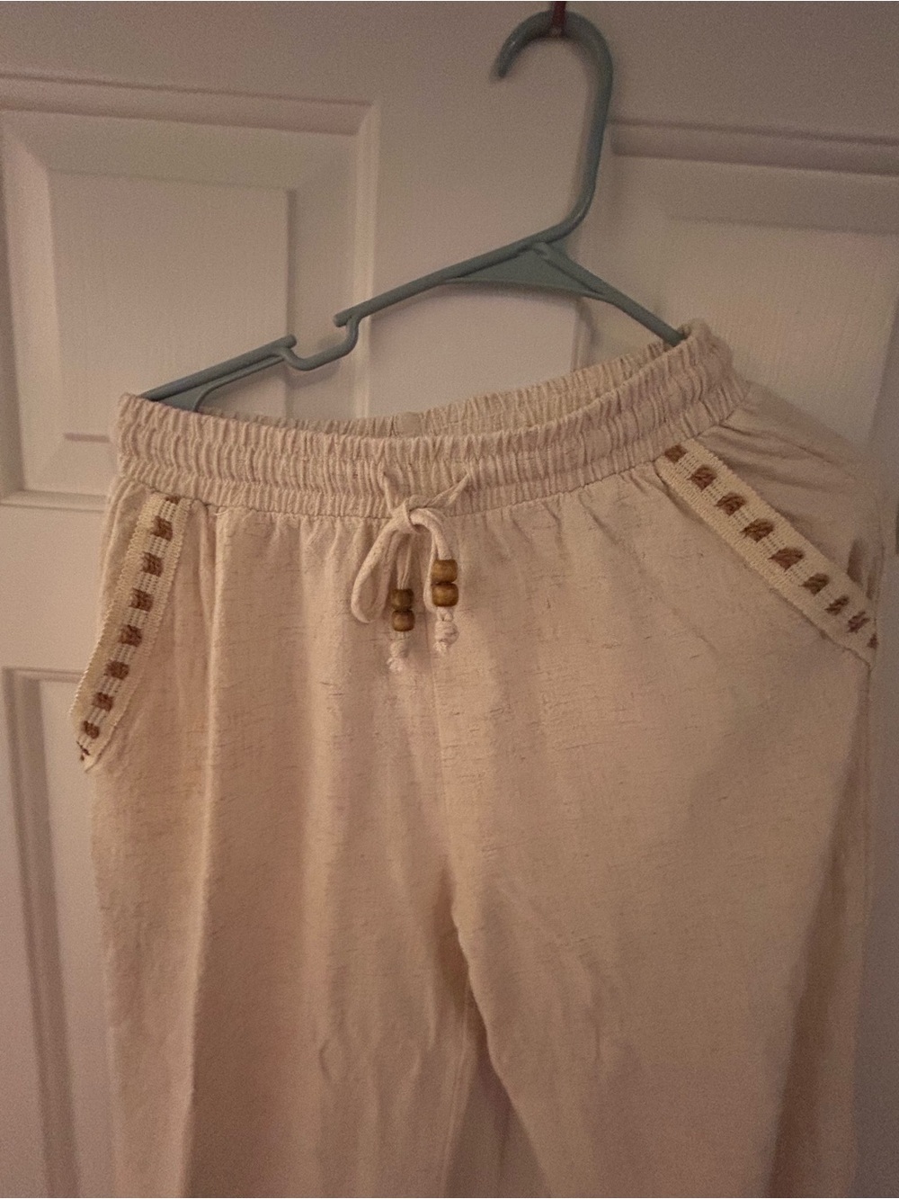 Relaxed Cream Drawstring Bermuda Shorts